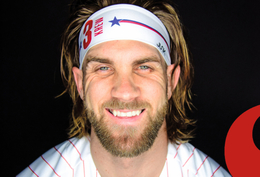 Bryce Harper Wears Phillie Phanatic Headband Under Helmet In